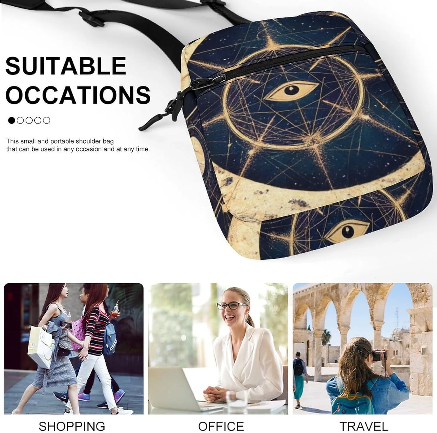 Mens Crossbody Zipper Bag, Small Shoulder Bag Zipper Travel Phone Pouch Wallet Waterproof Mini Purse