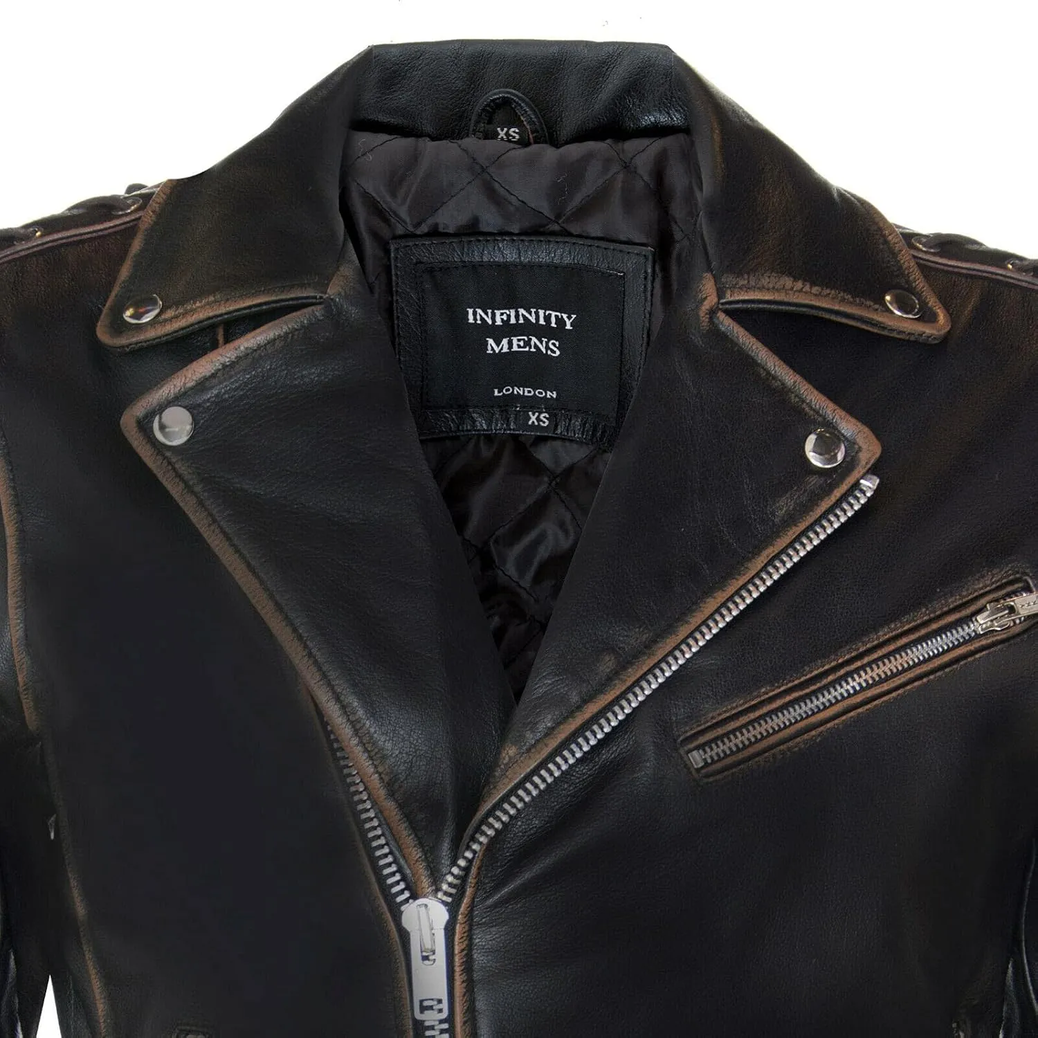 Mens Fringe Hide Leather Brando Tasseled Motorcycle Jacket Retro Biker