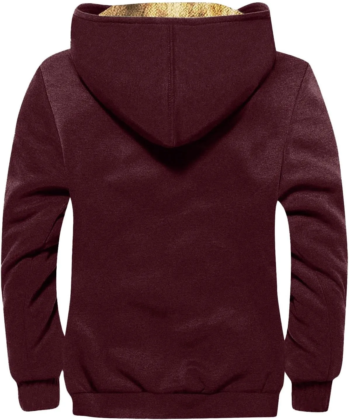 Mens Fuzzy Sherpa Jacket Long Sleeve Fleece Zip Up Coat Faux Jacket Outerwear Windbreaker Casual Hoodies Hooded