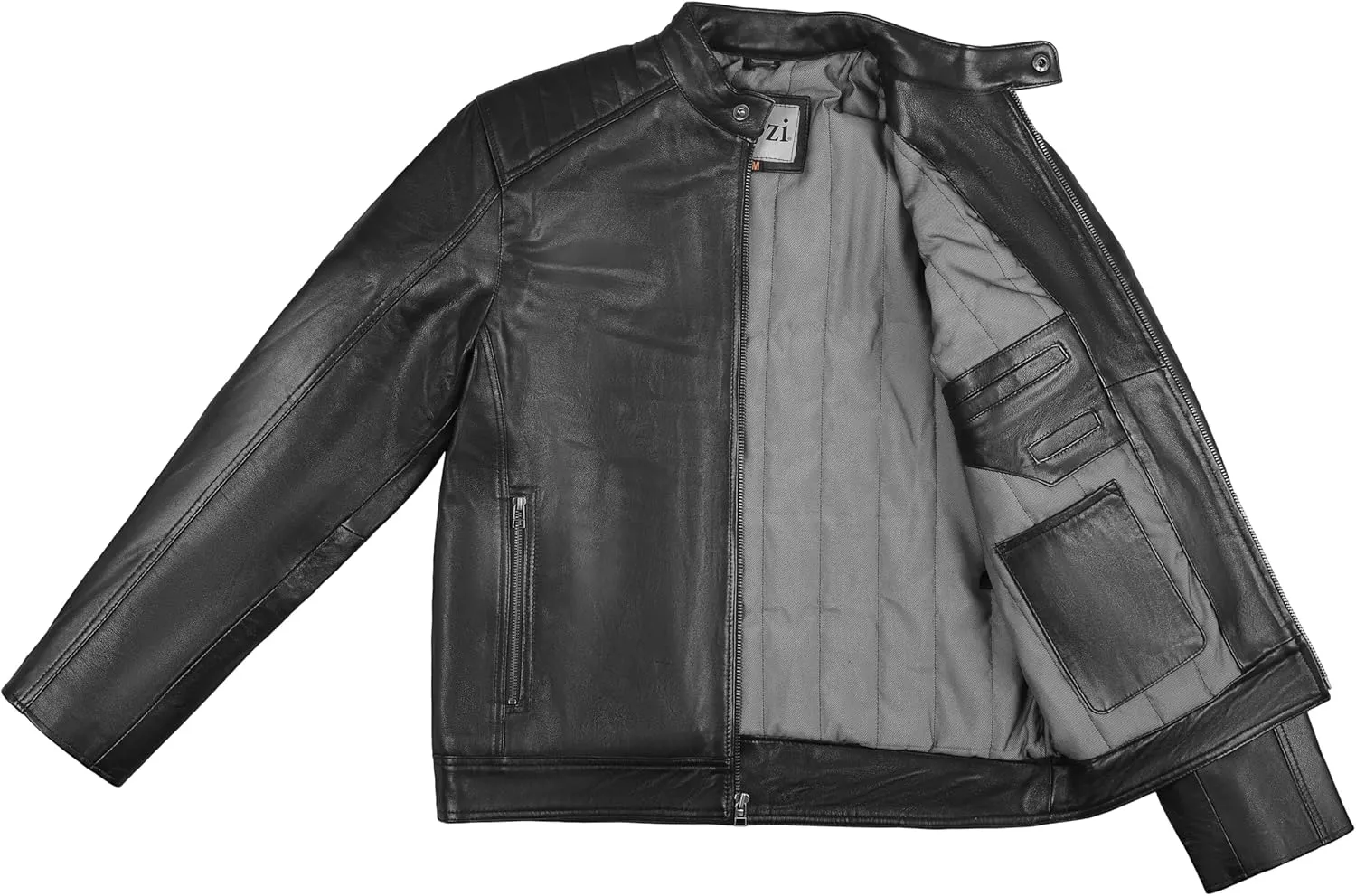 Men's Genuine Lambskin Leather Motorcycle Jacket – Vintage Cafe Racer Style Slim Fit Biker Coat