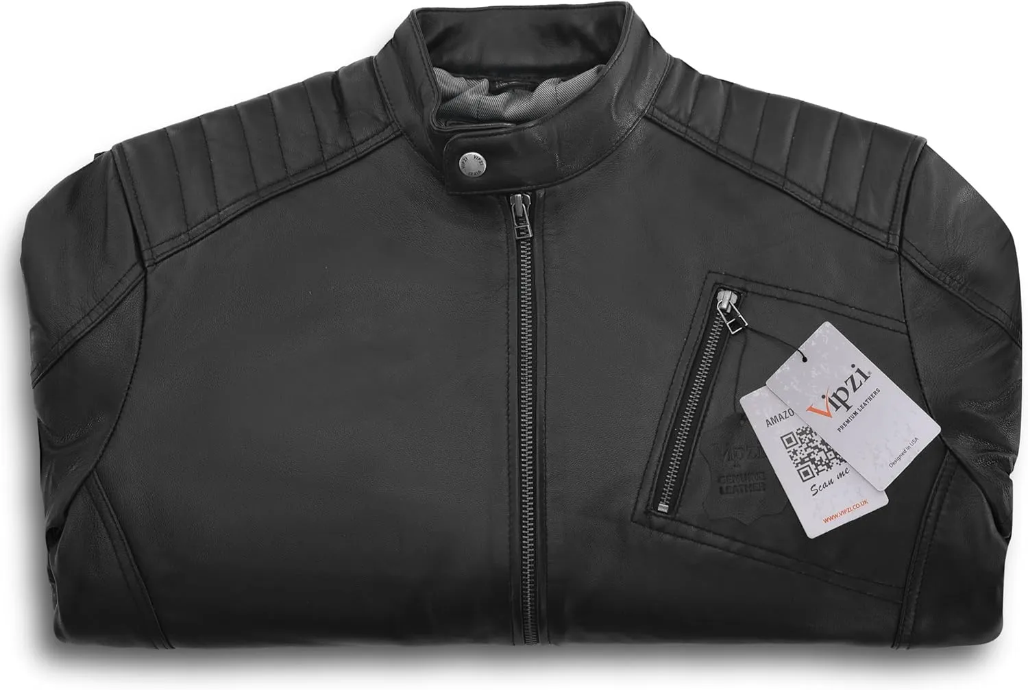 Men's Genuine Lambskin Leather Motorcycle Jacket – Vintage Cafe Racer Style Slim Fit Biker Coat