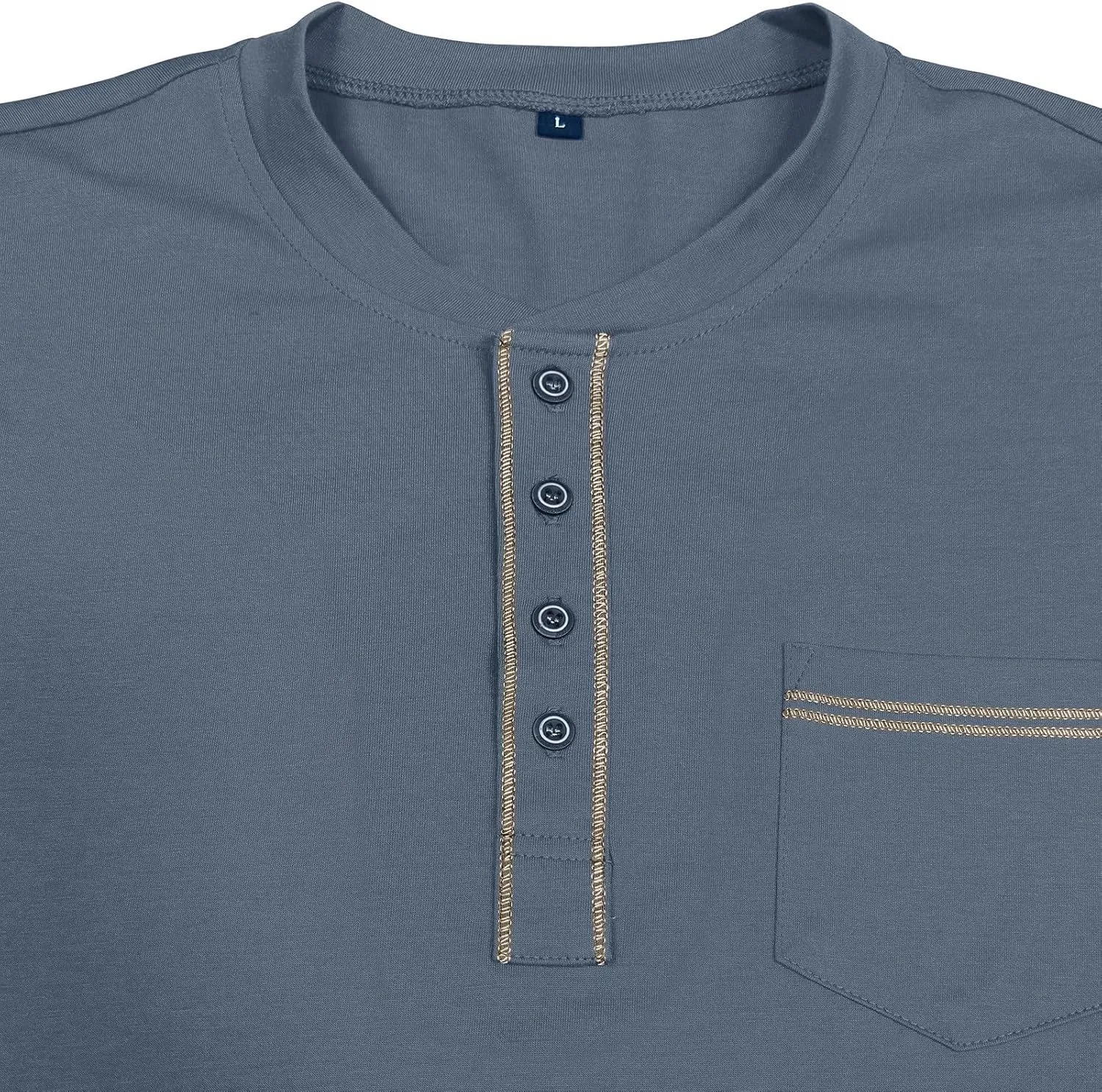 Men's Henley Shirt Soft Cotton Short Sleeve Stretchy Muscle Fit T Shirts Classic Band Collar Button Down Tee Tops