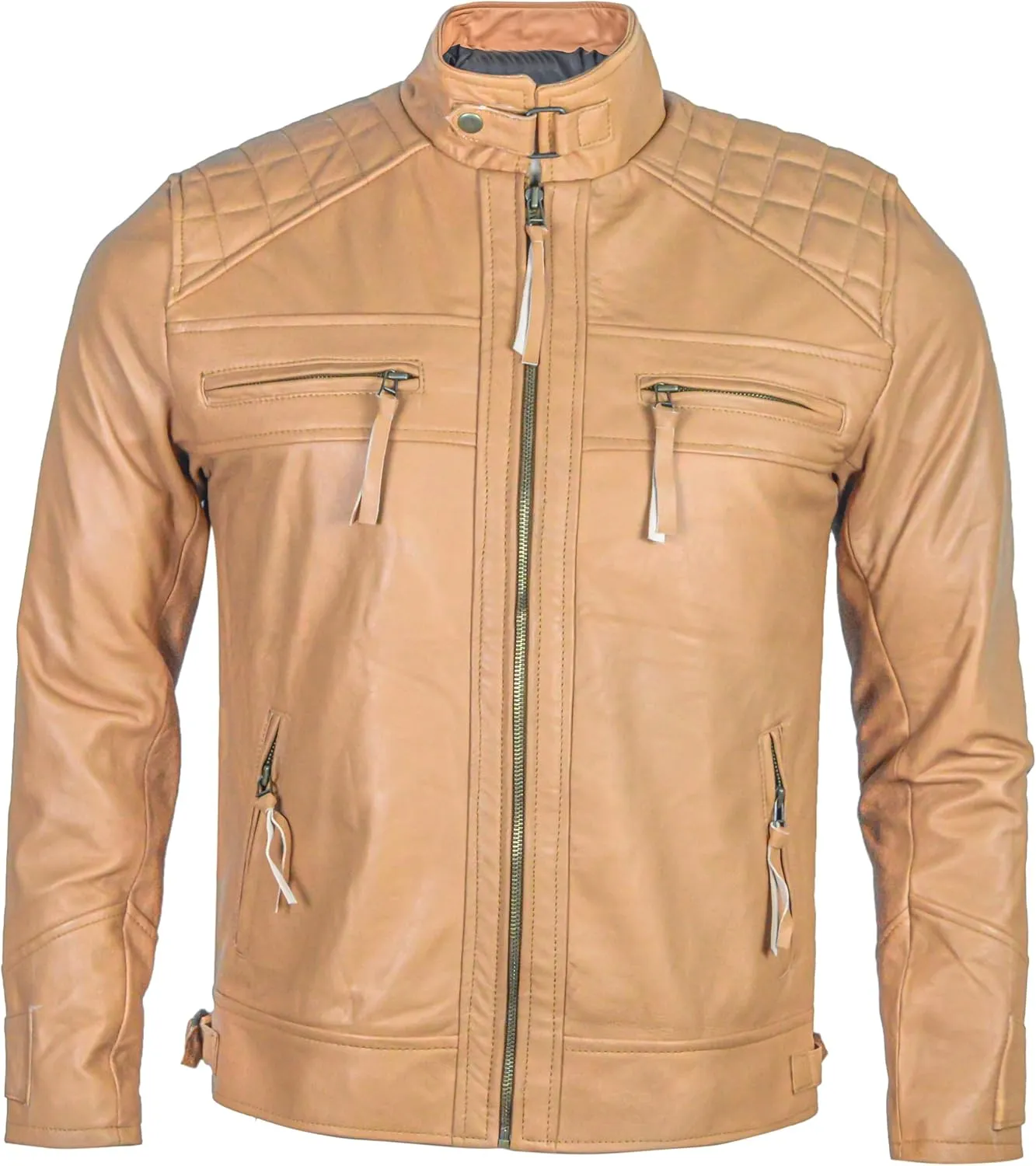 Men's Lambskin Leather Jacket – Classic Leather Bomber Jacket, Stylish Cafe Racer Biker Outerwear for Men