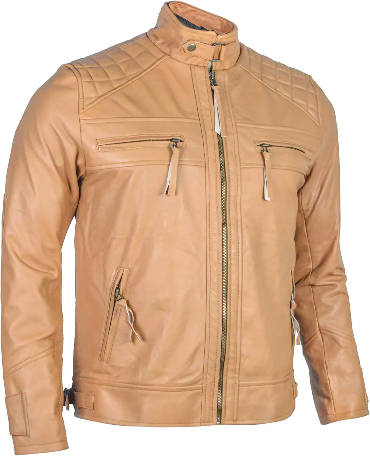 Men's Lambskin Leather Jacket – Classic Leather Bomber Jacket, Stylish Cafe Racer Biker Outerwear for Men
