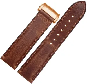 Men's Leather Watch Strap For Hamilton Khaki Jazz Aviation Folding Buckle Watch Band