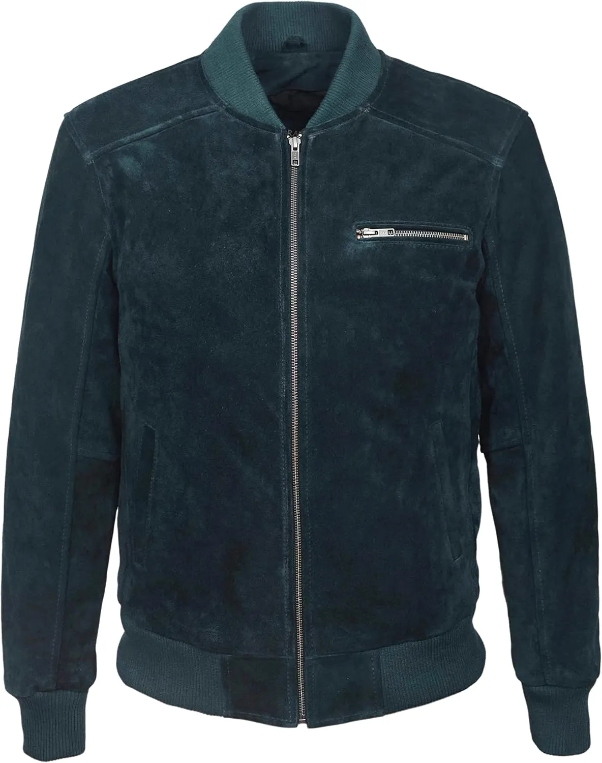 Men's Navy Blue Suede Classic Biker Style Italian Fitted Real Leather Jacket 275-Z