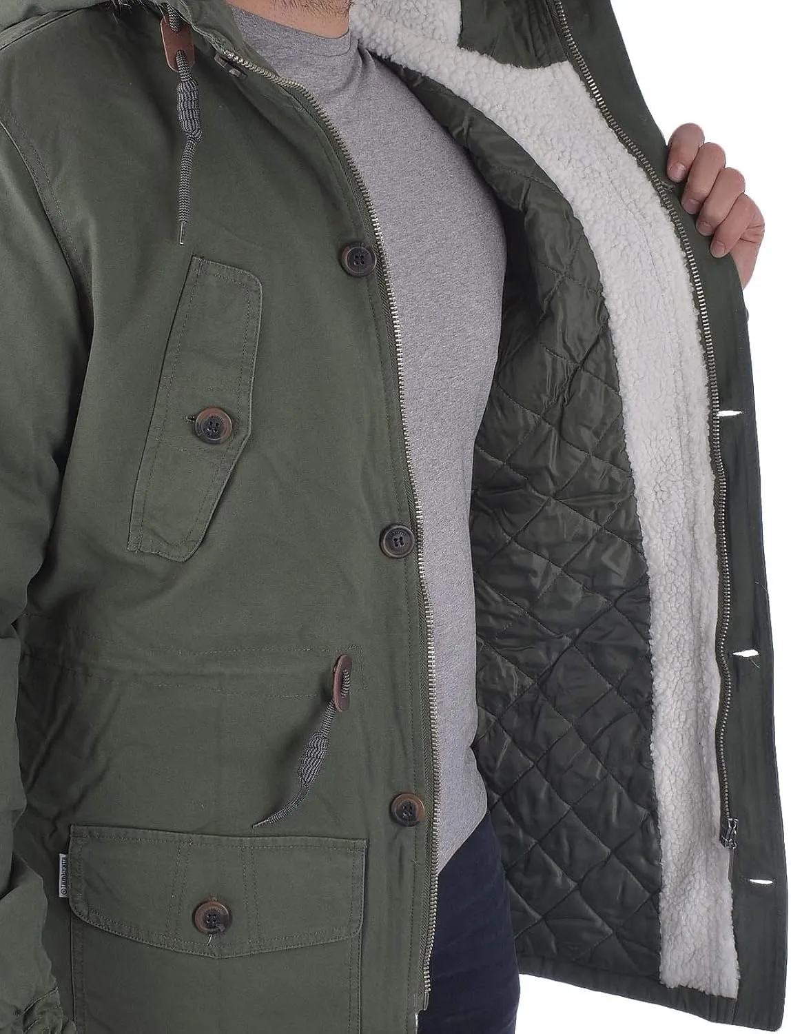 Mens Parka Faux Fur Hooded Jacket
