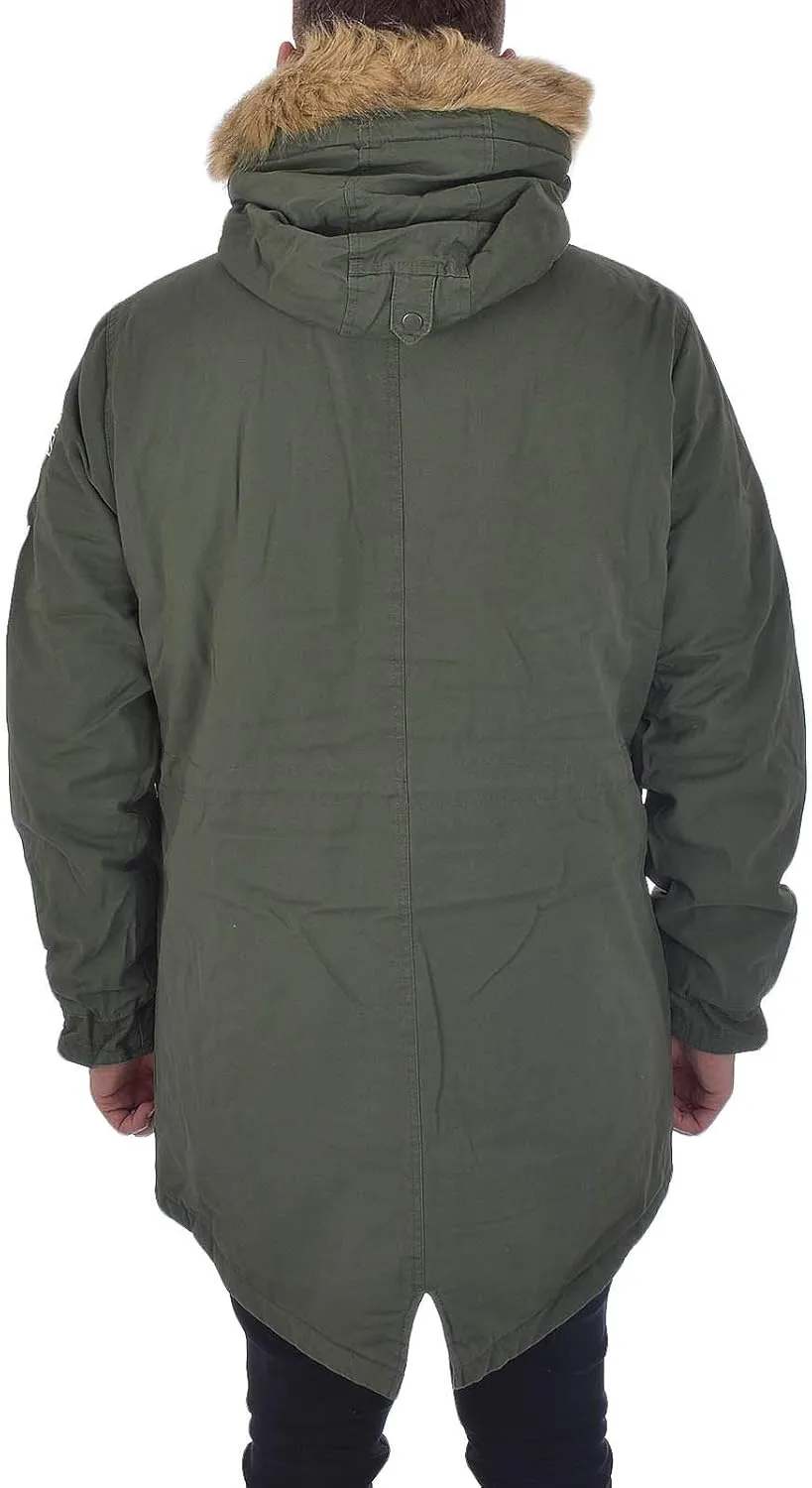 Mens Parka Faux Fur Hooded Jacket