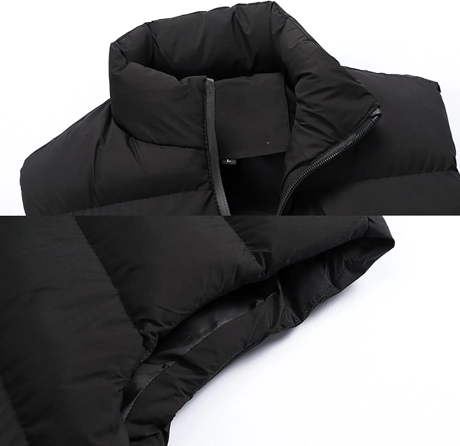 Men's Puffer Down Vest Sleeveless Zip Up Stand Collar Lightweight Outerwear Winter Padded Gilet Jacket with Pockets