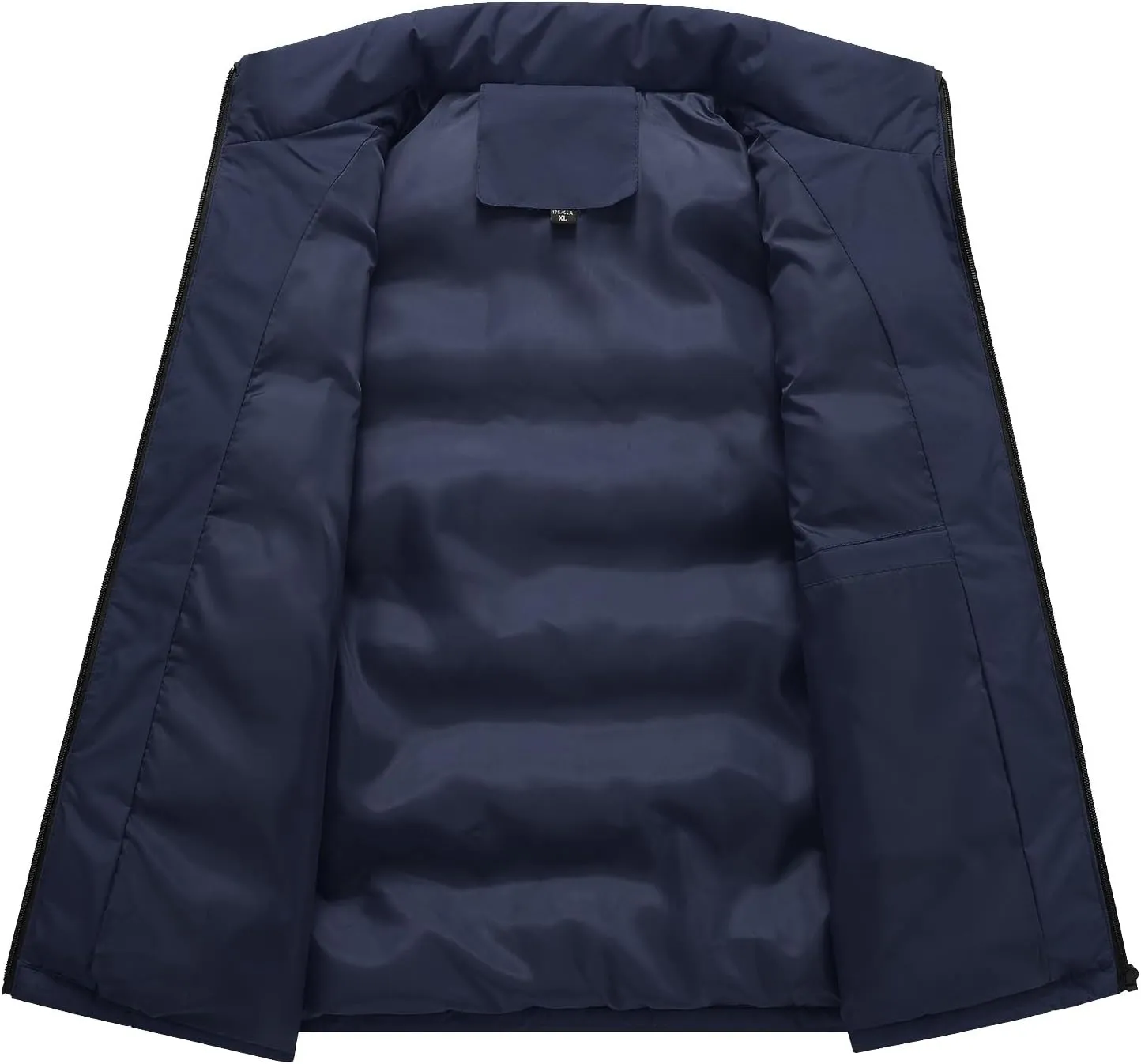 Men's Puffer Down Vest Sleeveless Zip Up Stand Collar Lightweight Outerwear Winter Padded Gilet Jacket with Pockets