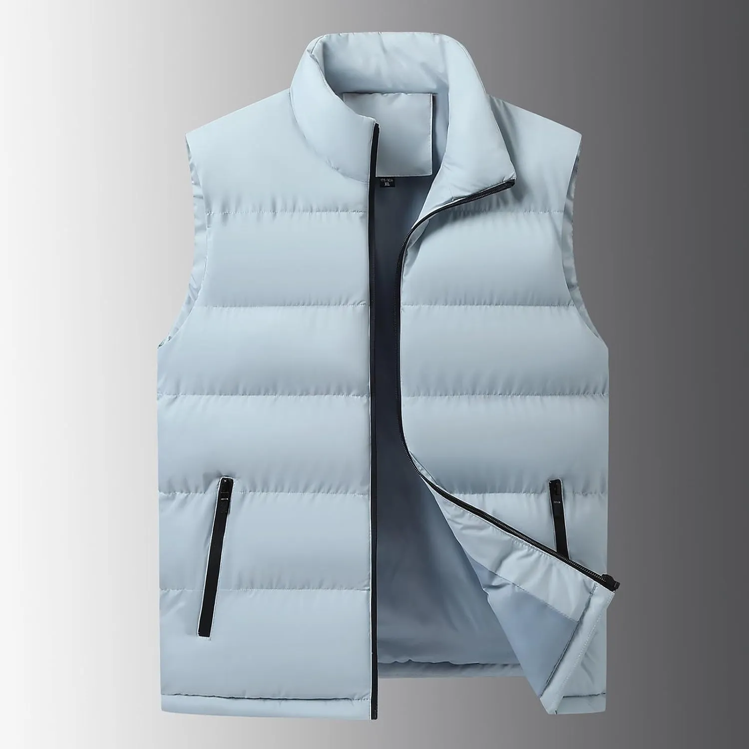 Men's Puffer Down Vest Sleeveless Zip Up Stand Collar Lightweight Outerwear Winter Padded Gilet Jacket with Pockets