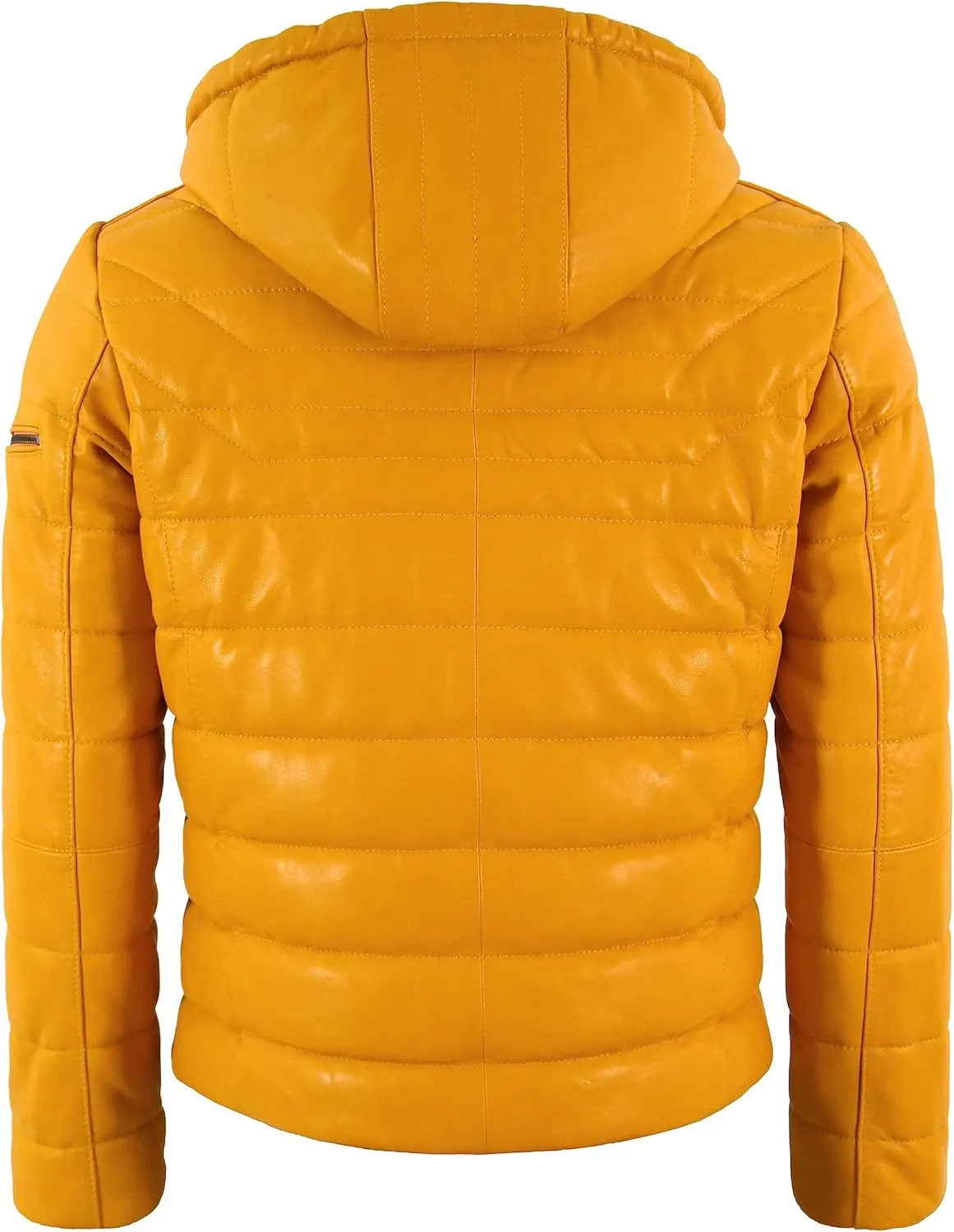Men's Puffer Hooded Fully Quilted Padded Warm Real Lambskin Leather Sport Jacket 2006