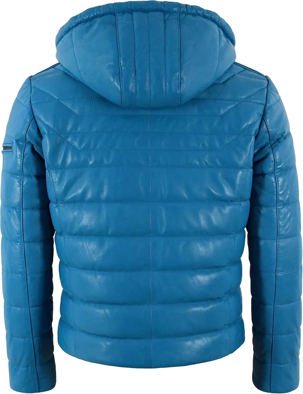Men's Puffer Hooded Fully Quilted Padded Warm Real Lambskin Leather Sport Jacket 2006
