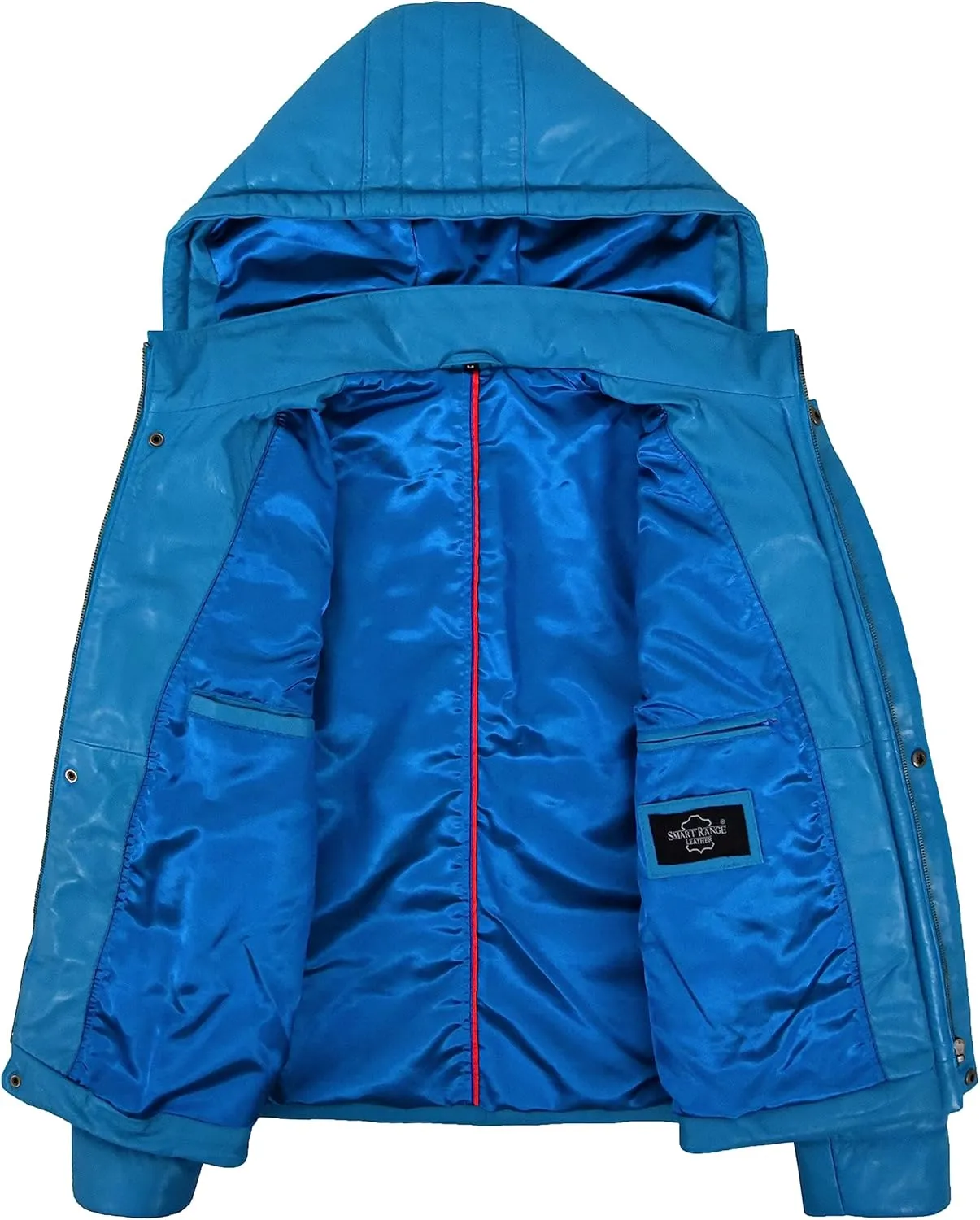 Men's Puffer Hooded Fully Quilted Padded Warm Real Lambskin Leather Sport Jacket 2006