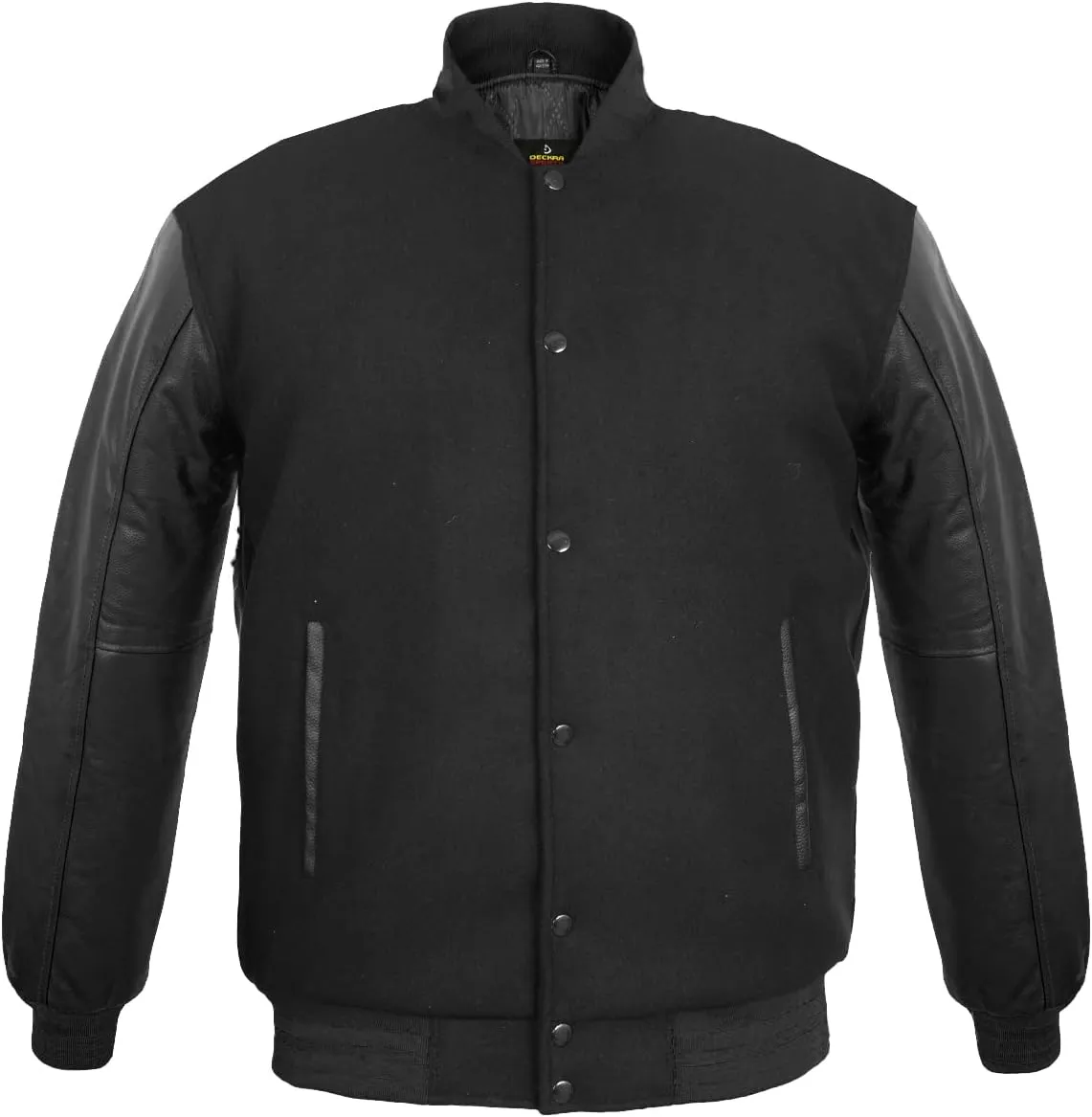 Men's Varsity Jacket Genuine Leather Sleeve and Wool Blend Letterman Boys College Varsity Jackets XS-5XL