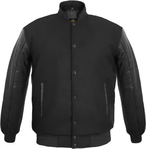 Men's Varsity Jacket Genuine Leather Sleeve and Wool Blend Letterman Boys College Varsity Jackets XS-5XL