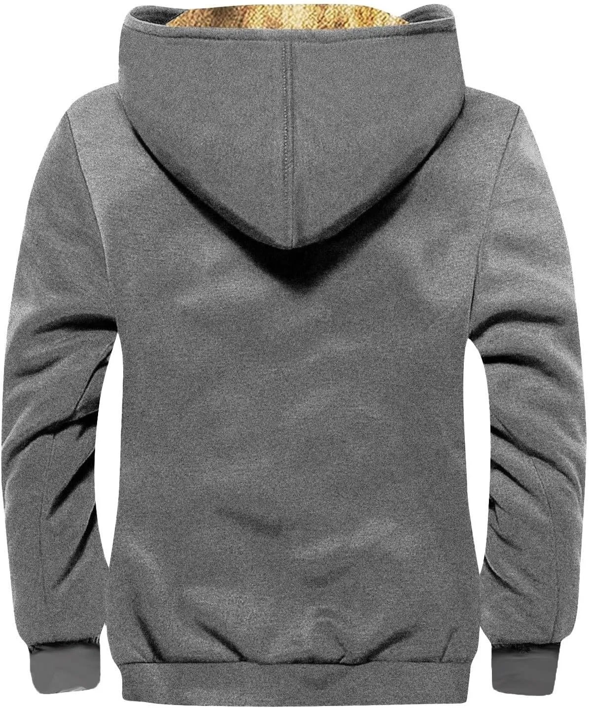 Men's Winter Jacket Fleece Sherpa Lined Sweatshirt Tops Printed Hoodies Hooded Outerwear Zipper Work Cargo Coats