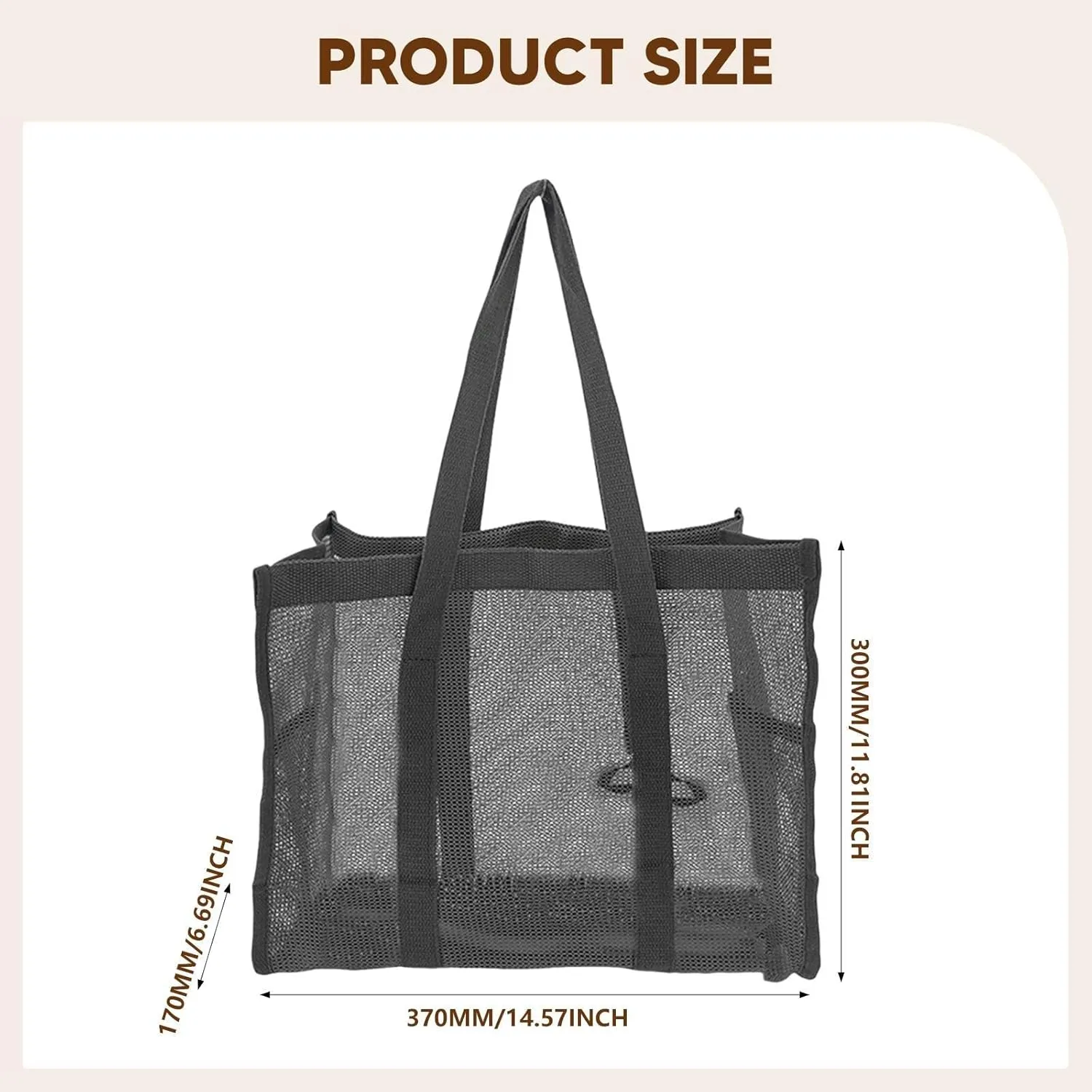 Mesh Shower Tote Bag Portable Large Capacity Convenient Quick Organizer for Camping Travel Women and Men Gym, Black
