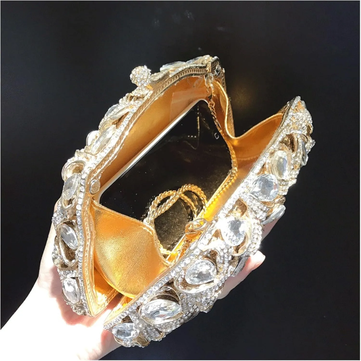 Metal Hand-made Rhinestones Banquet Clutch Bag Dress Dinner Chain Clutch Bag