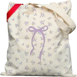 METALPHA Tote Bag, Cute Big Designed Aesthetic Cottagecore Coquette Canvas Tote Bags with Snap and Zippered Pockets for Women