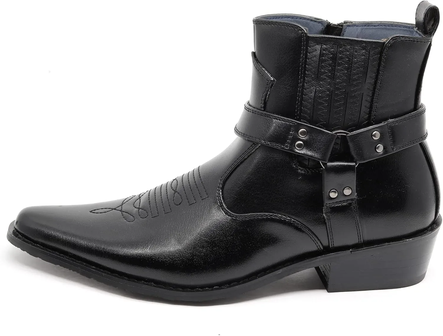 Metrocharm Diego-02 Men's Belt Strap Studded Western Cowboy Boots