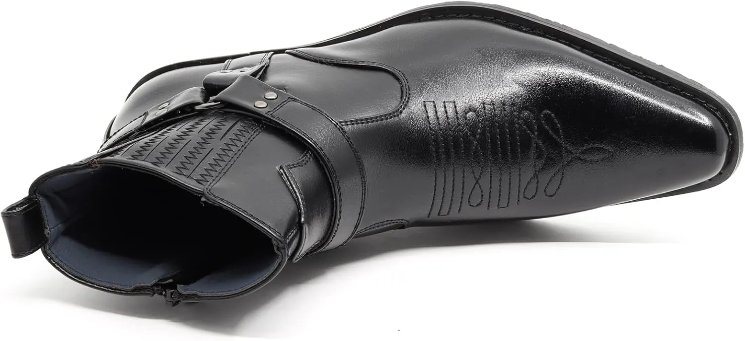 Metrocharm Diego-02 Men's Belt Strap Studded Western Cowboy Boots