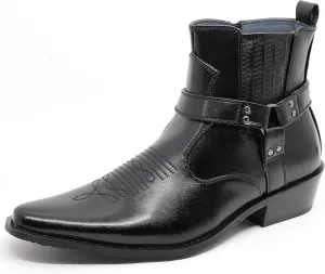 Metrocharm Diego-02 Men's Belt Strap Studded Western Cowboy Boots