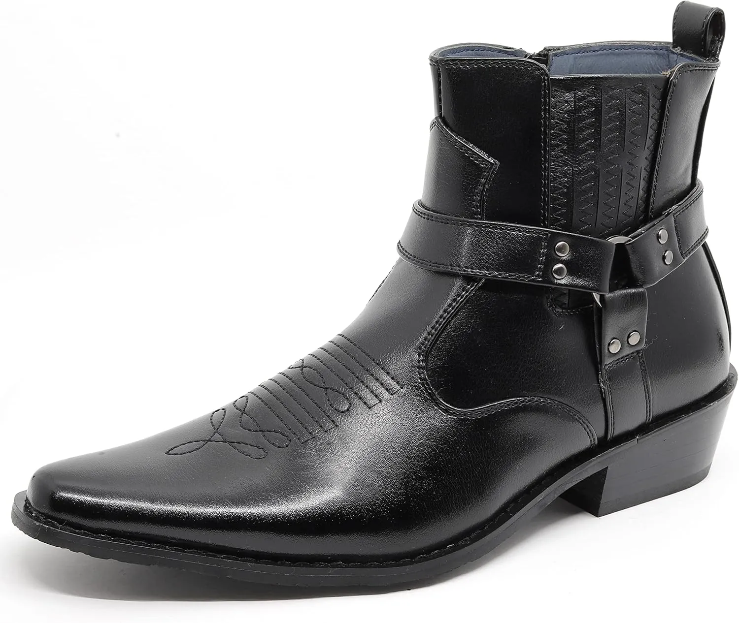 Metrocharm Diego-02 Men's Belt Strap Studded Western Cowboy Boots