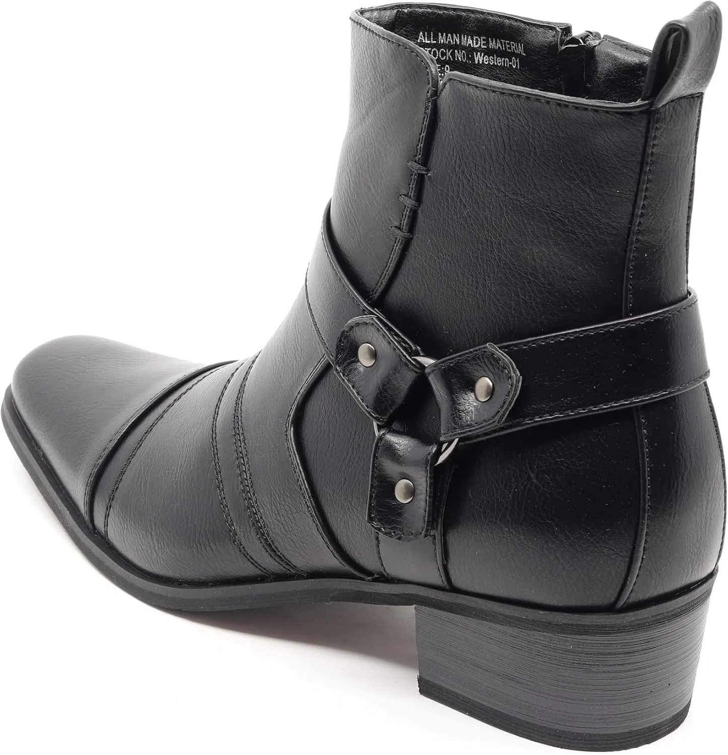 Metrocharm Men's Casual Belt Strap Studded Western Cowboy Shoes Boots WESTERN-01