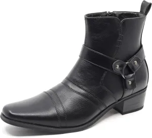 Metrocharm Men's Casual Belt Strap Studded Western Cowboy Shoes Boots WESTERN-01