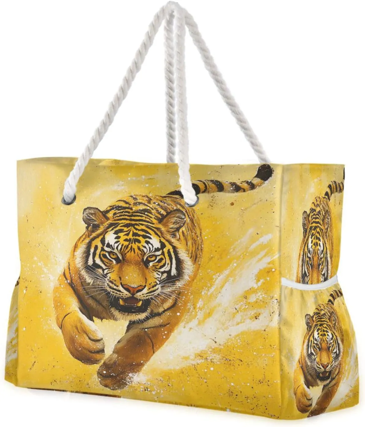 Mighty Animal Realistic Style Yellow Sandproof summer beach bag with zipper teacher tote bags for women for Pool Gym Grocery Travel