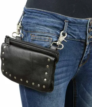Milwaukee Leather MP8855 Women's Black Leather 'Studded' Hip Belt Bag