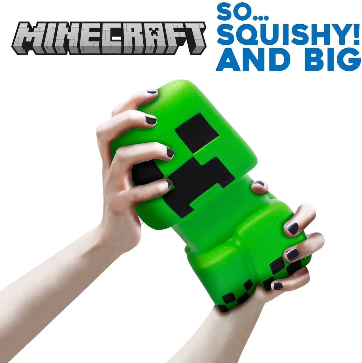 Minecraft Creeper Mighty Mega SquishMe – 12″ Official Slow-Rise PU Foam Plush by Just Toys, Stress Relief Toy for Kids & Collectors (Creeper, Super Charged Creeper, Snow Golem, Pig, Ender Dragon, Bee)