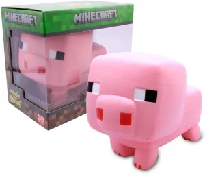 Minecraft Pig Mighty Mega SquishMe – 12″ Official Slow-Rise PU Foam Plush by Just Toys, Stress Relief Toy for Kids & Collectors (Creeper, Super Charged Creeper, Snow Golem, Pig, Ender Dragon, Bee)