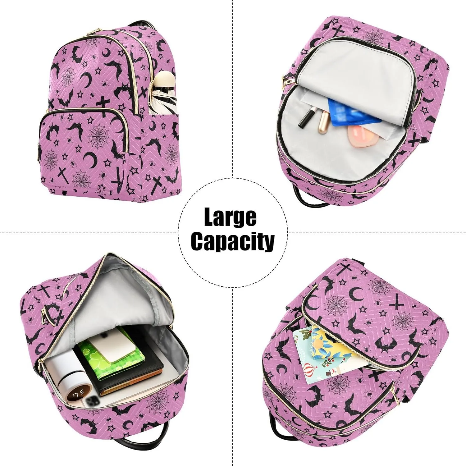 Mini Backpack Bats Crosses Stars Gothic Fashion Backpack Purse for Women,Handbag Shoulder Bag Casual Daypack, Ladies Gift for College Work (S)