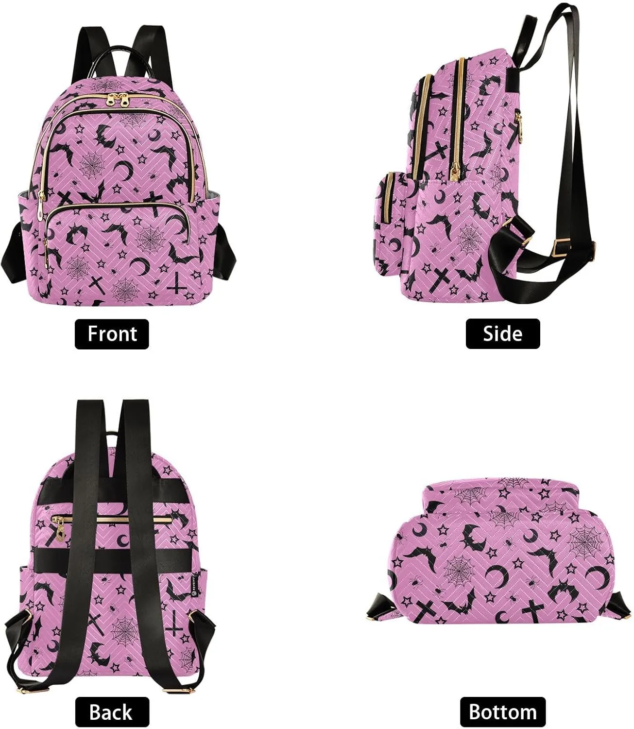 Mini Backpack Bats Crosses Stars Gothic Fashion Backpack Purse for Women,Handbag Shoulder Bag Casual Daypack, Ladies Gift for College Work (S)