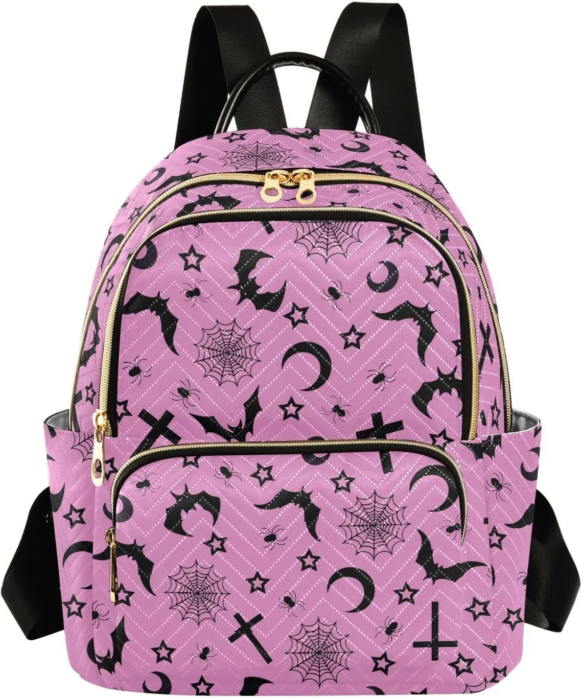 Mini Backpack Bats Crosses Stars Gothic Fashion Backpack Purse for Women,Handbag Shoulder Bag Casual Daypack, Ladies Gift for College Work (S)
