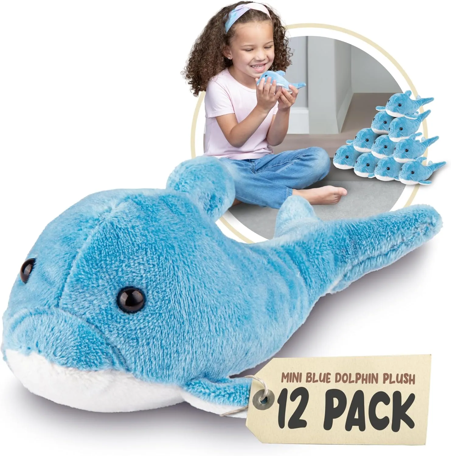 Mini Dolphin Plush Toys, 12 Pack Cute Stuffed Animals, Stuffed Dolphins for Boys & Girls, Sea Animal Stuffed Animals Figures for Party Favors, Goody Bags, Prize (Mini Dolphin)