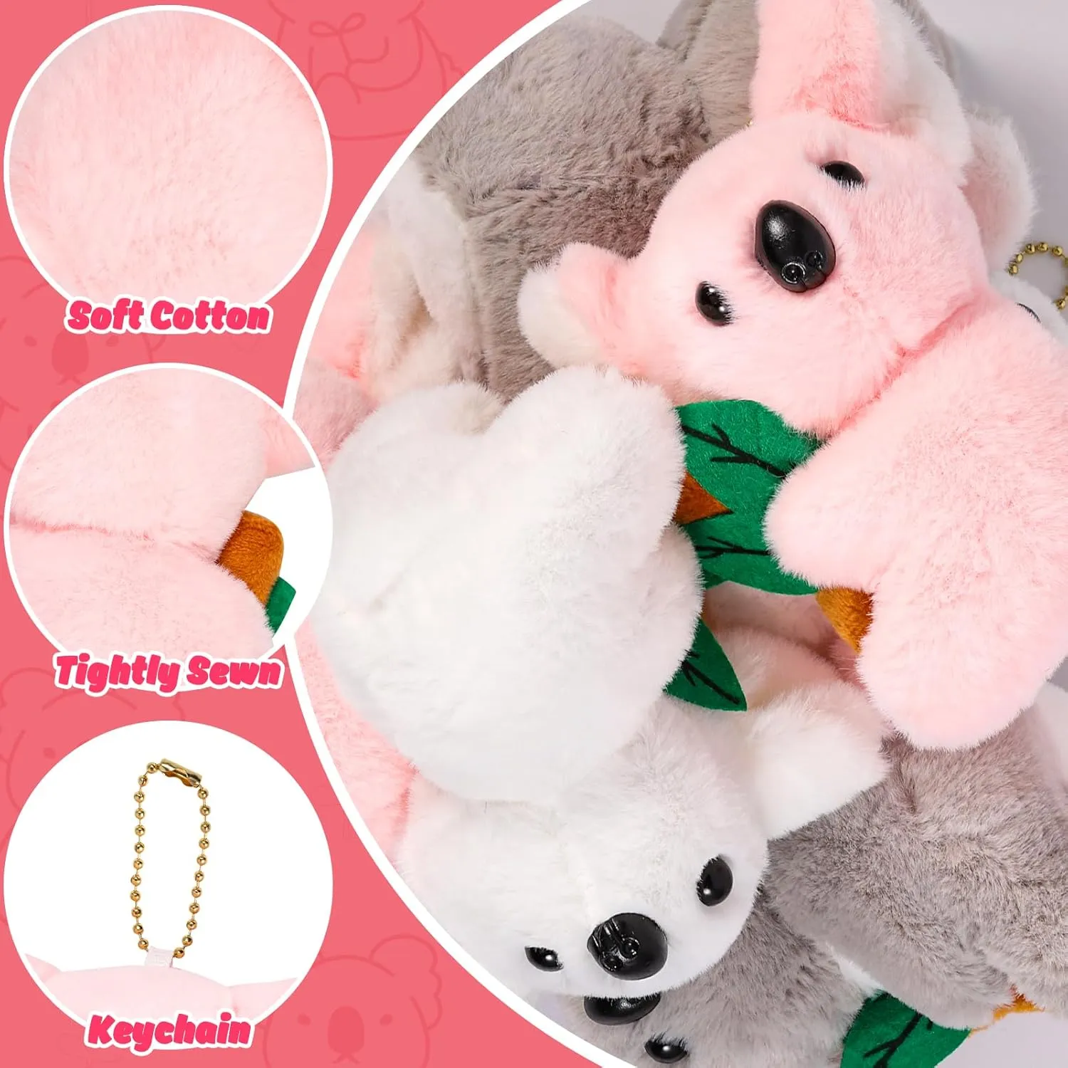 Mini Koala Bear Stuffed Animal & Plush Toy，12 Pcs Koala 4.7 Inch Small Animals Decoration for Kids Party Favors Goodie Bag Stuffers Carnival Prizes Classroom Prizes Claw Machine