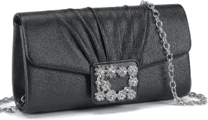 Missnine Evening Bag Pleated PU Leather Clutch Purse for Women Elegant Formal Wedding Handbag Sparkling Party Prom Purse