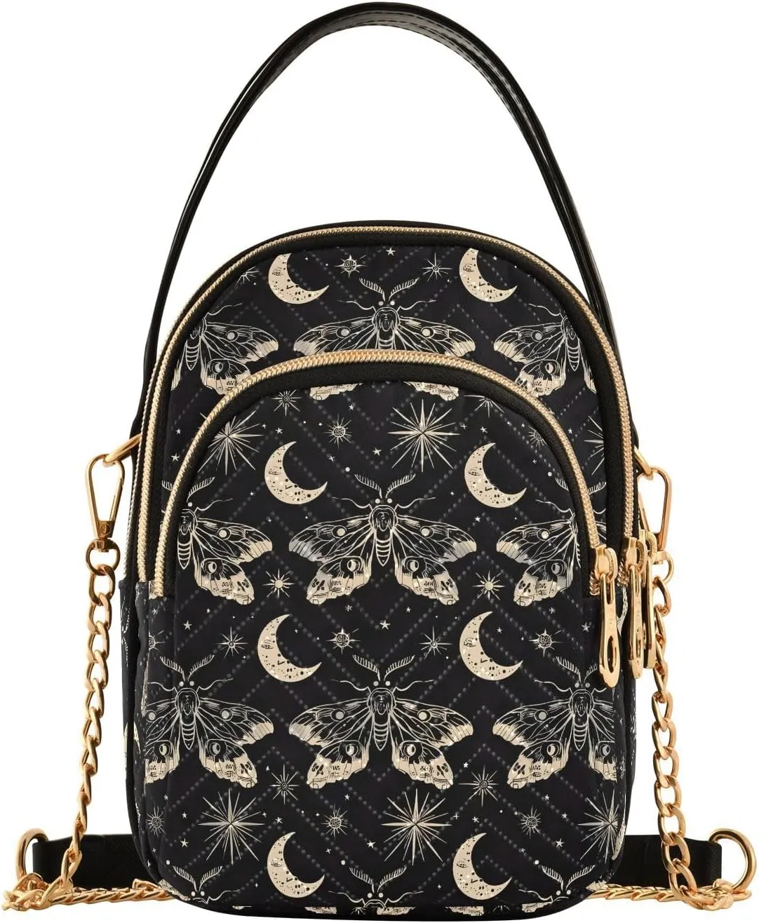 MNSRUU Quilted Crossbody Bags for Women Trendy, Women's Crossbody Handbags Gothic Bats Travel Cell Phone Purses Bags