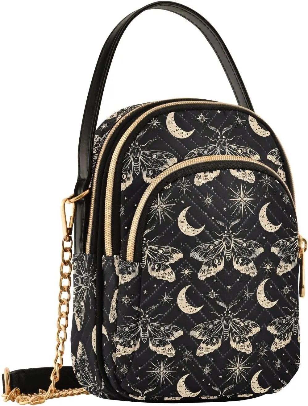 MNSRUU Quilted Crossbody Bags for Women Trendy, Women's Crossbody Handbags Gothic Bats Travel Cell Phone Purses Bags