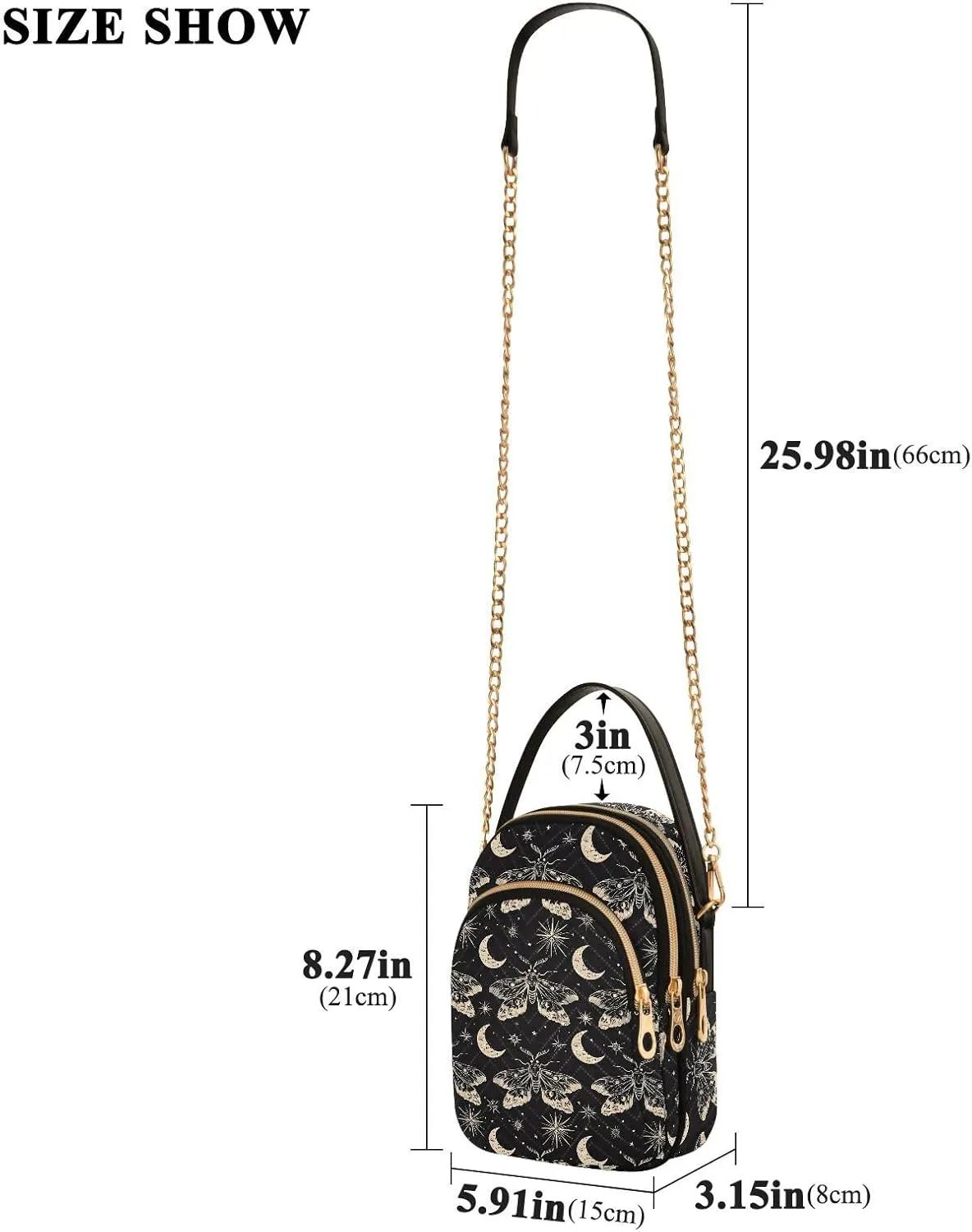MNSRUU Quilted Crossbody Bags for Women Trendy, Women's Crossbody Handbags Gothic Bats Travel Cell Phone Purses Bags