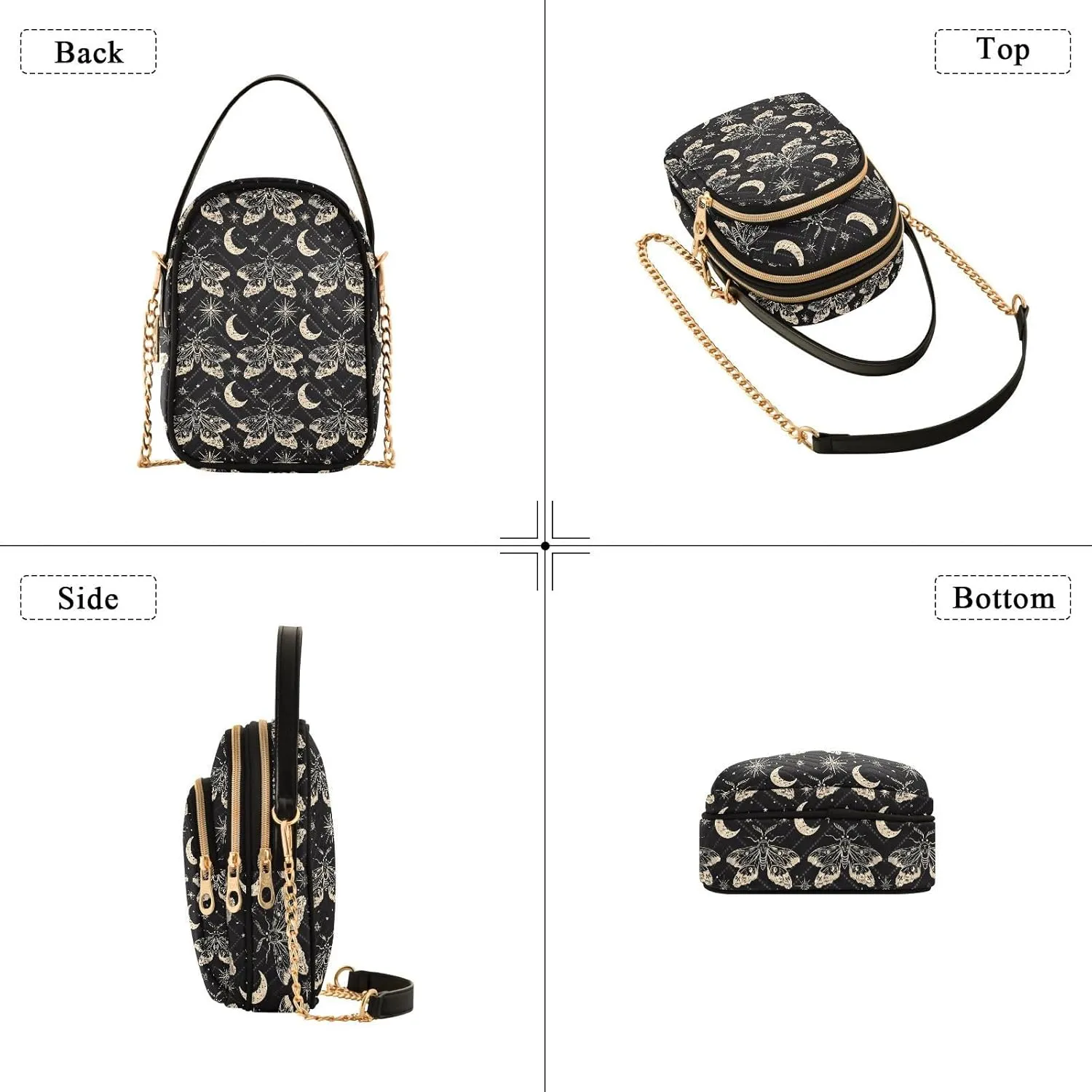 MNSRUU Quilted Crossbody Bags for Women Trendy, Women's Crossbody Handbags Gothic Bats Travel Cell Phone Purses Bags