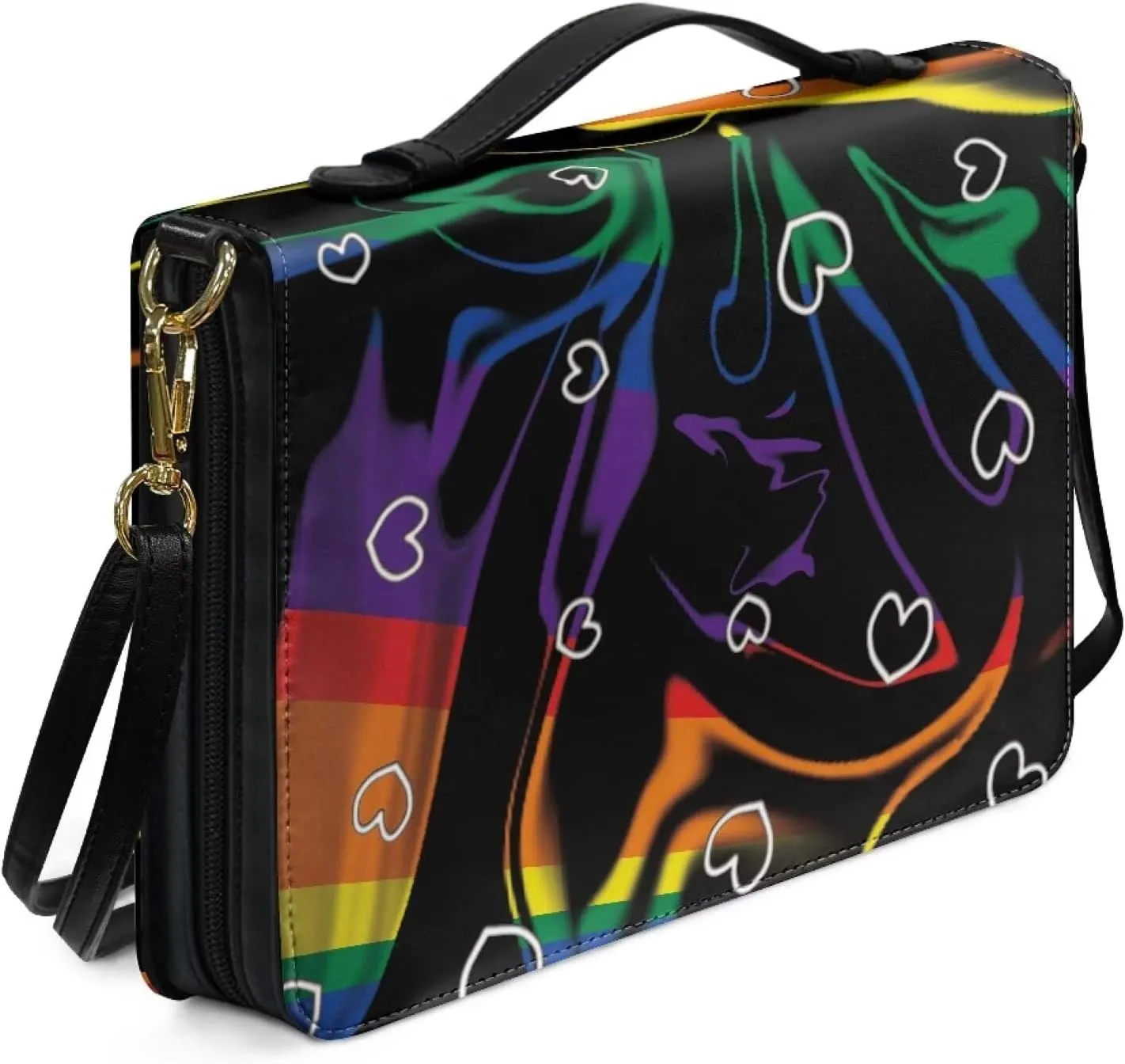 Modern PU Leather Handle Bible Cover Church Book Cover with Strap,Carrying Book Case Crossbody Bag