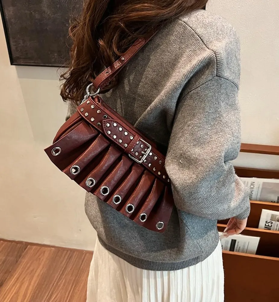 Molodo Retro Small Purses for Women PU Leather Studded Handbag Crossbody Bag Satchel for Party Vacation