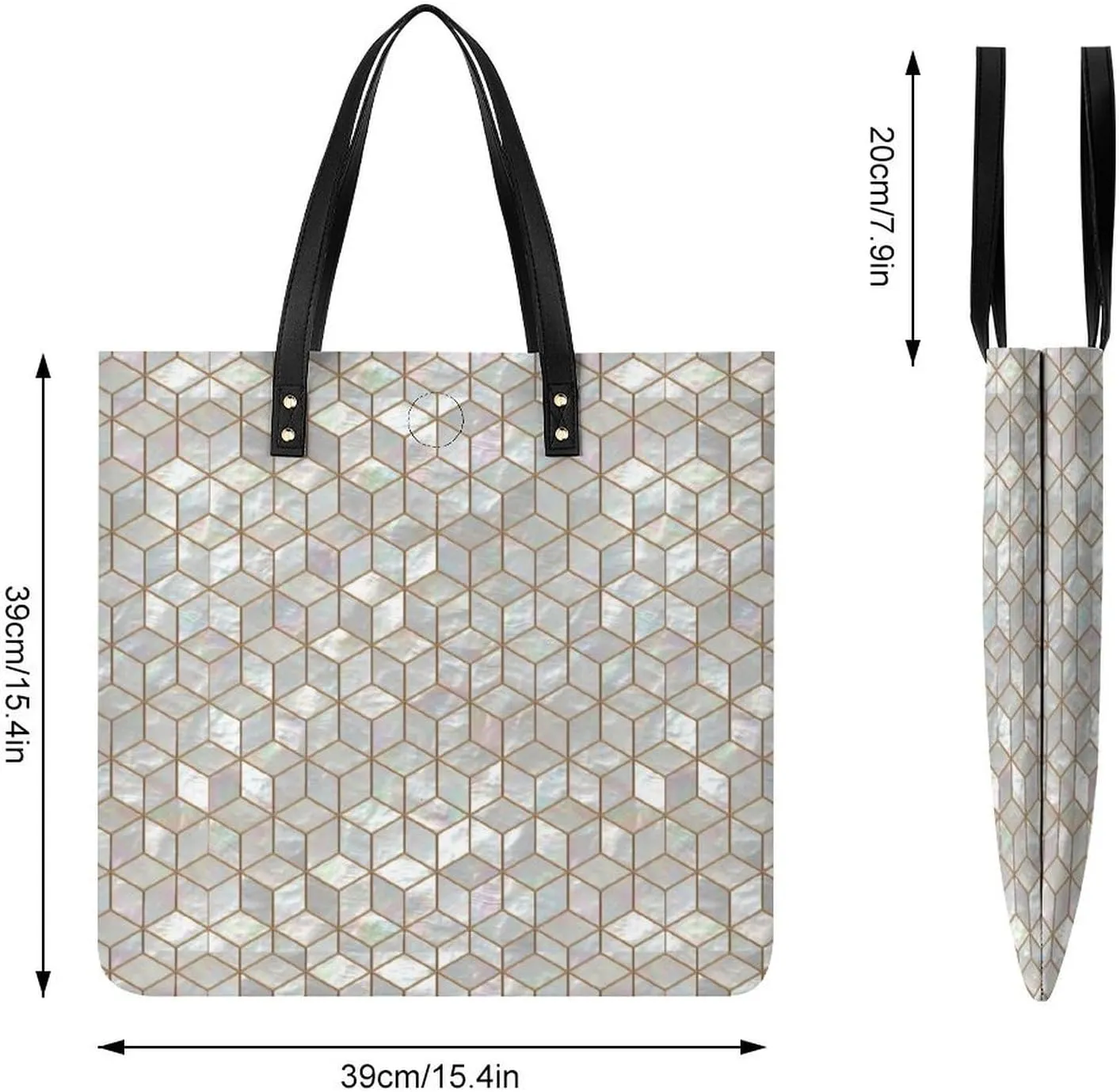 Mother Pearl Tiles Leather Tote Bag Is Sturdy Durable And Reusable Suitable for Various Occasions