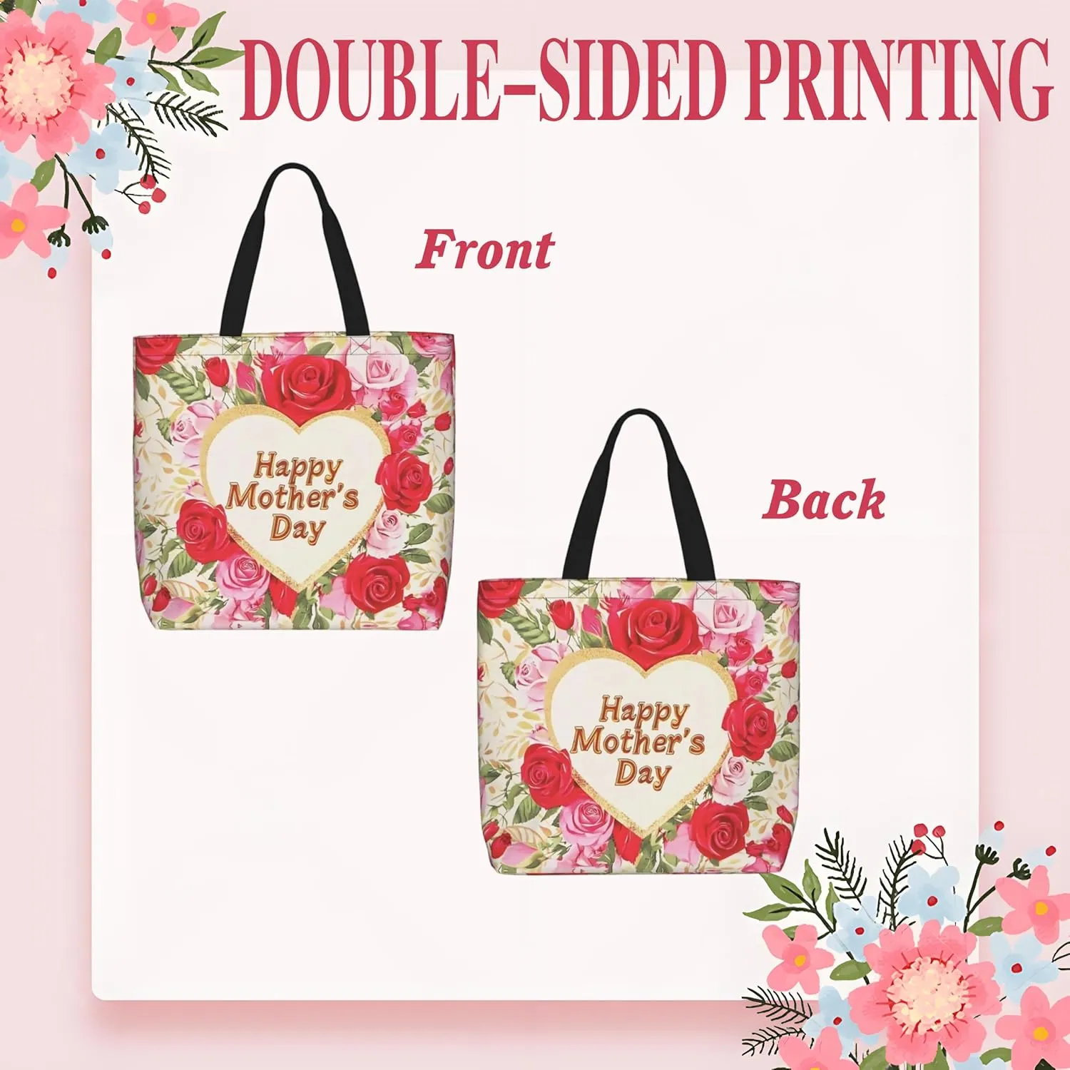 Mothers Day Tote Bag With Zipper Women Mom Bags Large Mama tote bag Reusable With Handles Mother Gifts