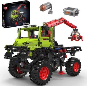 Mould King Offroad Crane Truck Building Blocks Set - Collectible ATV Car Model with Motor, STEM Engineering Toy with Heavy-Duty Tires & Articulating Boom, for Kids/Adults to Build (2002 )