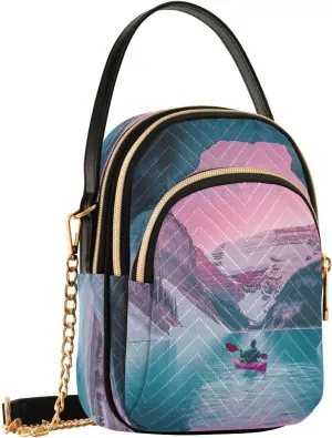 Mountain Lake Cyan Crossbody Bags for Women Hand Bag Small Sling Shoulder Travel Bags Phone Wallet Mini Purse